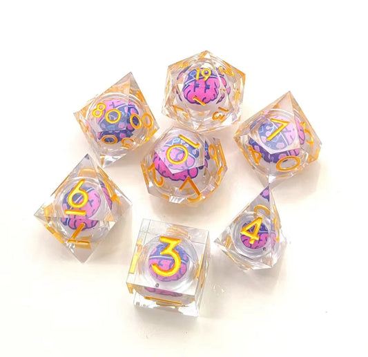 Sharp Edge Moving RPG Dice Set - Foam Brain Logo