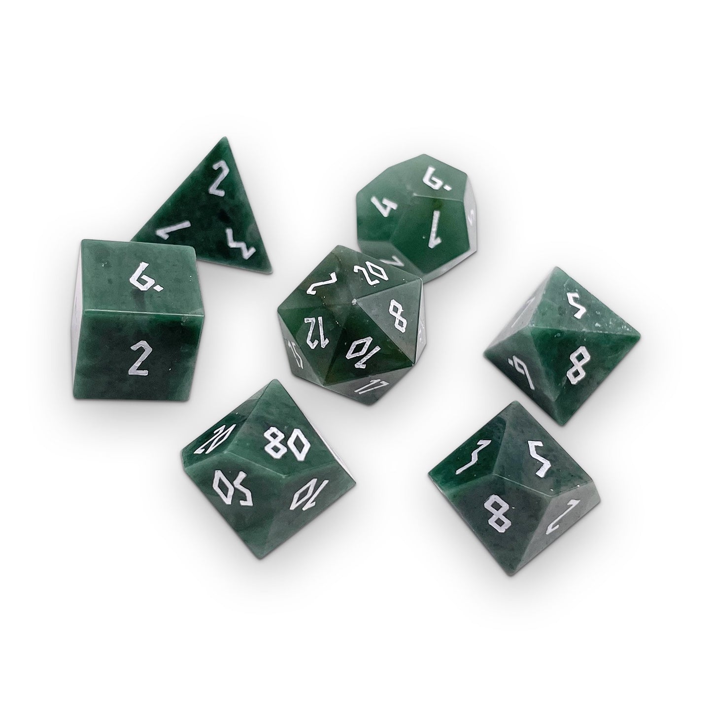 Norse Foundry 7 Die Gemstone RPG Dice Set: Green African Jade