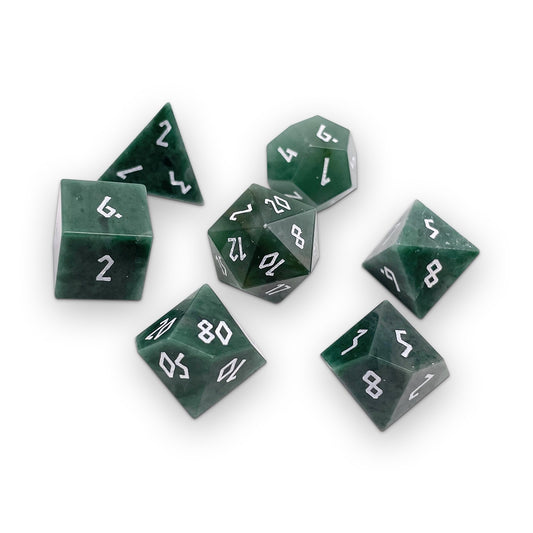 Norse Foundry 7 Die Gemstone RPG Dice Set: Green African Jade