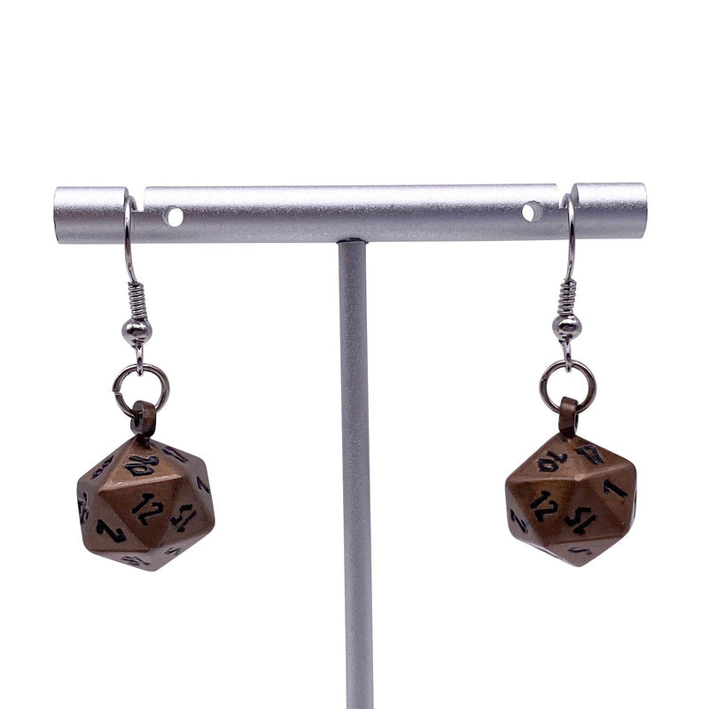 Norse Foundry Ioun Stone D20 Dice Earring Set: Gnomish Copper