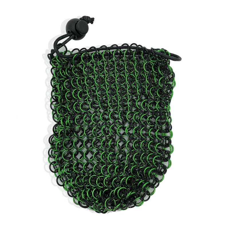 Norse Foundry Stainless Steel Chainmail Dice Bag - Green & Black