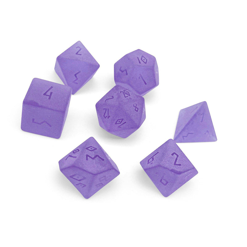 Norse Foundry 7 Die Glass RPG Dice Set: Frosted Amethyst K9 Glass
