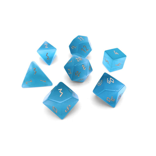 Norse Foundry 7 Die Glass RPG Dice Set: Seafoam Green Cats Eye Glass