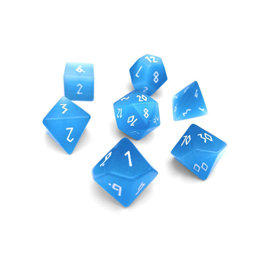 Norse Foundry 7 Die Gemstone RPG Dice Set: Aquamarine Cats Eye