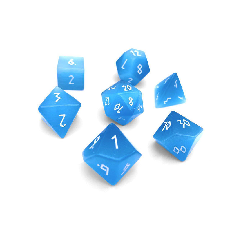 Norse Foundry 7 Die Gemstone RPG Dice Set: Aquamarine Cats Eye