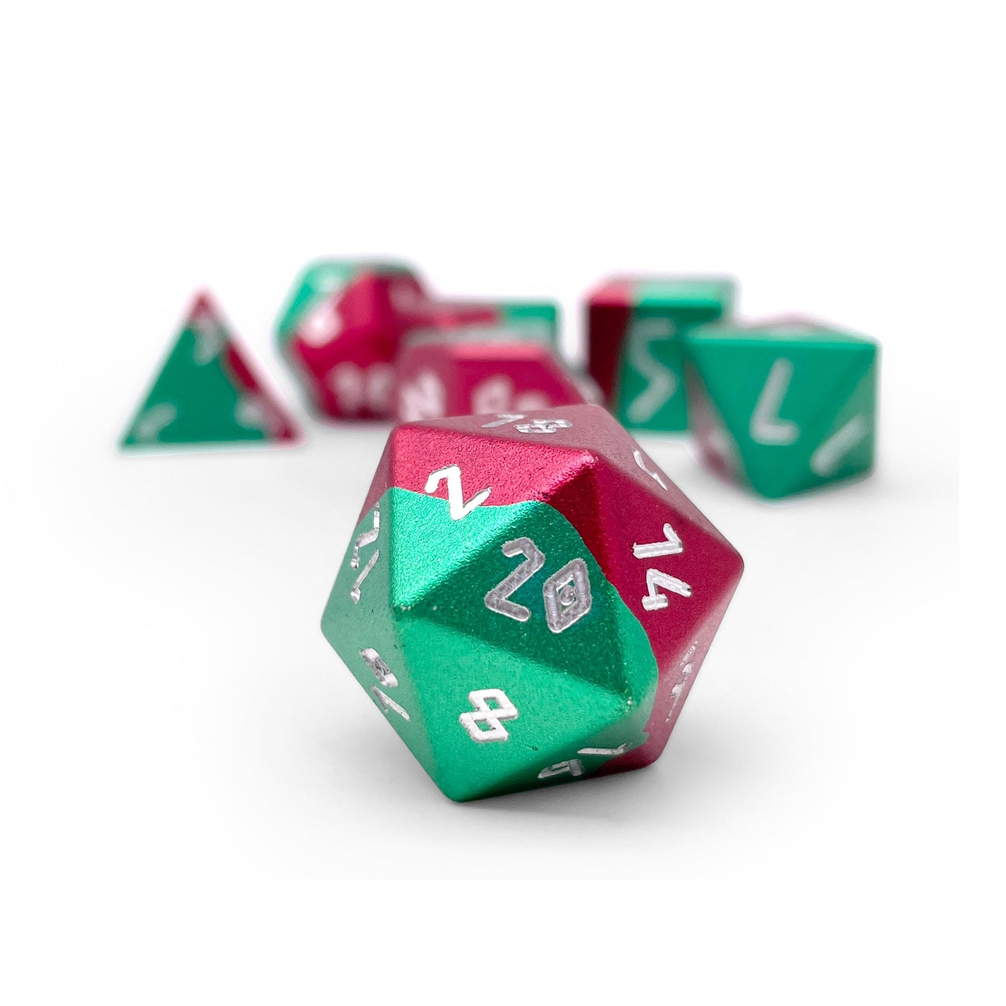 Norse Foundry 7 Die Aluminum Hybrid Dice Set: Mistletoe