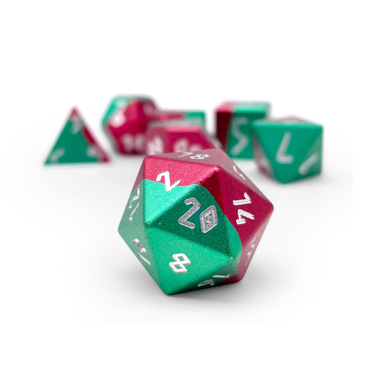 Norse Foundry 7 Die Aluminum Hybrid Dice Set: Mistletoe