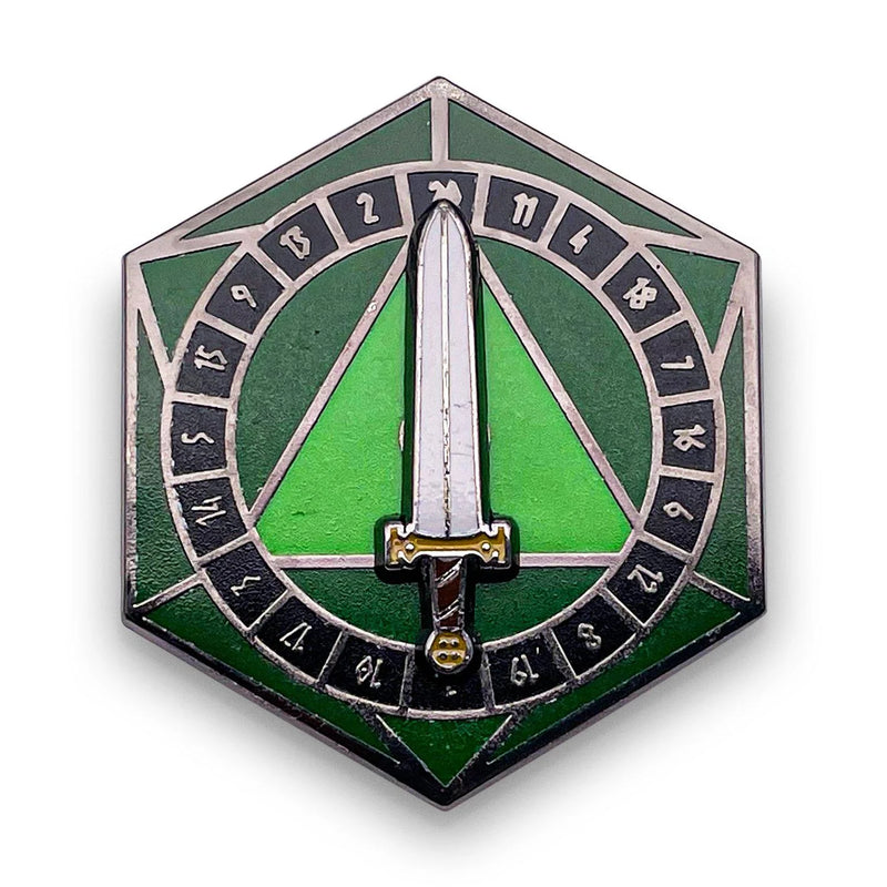 Norse Foundry Green D20 Sword Spinner Pin
