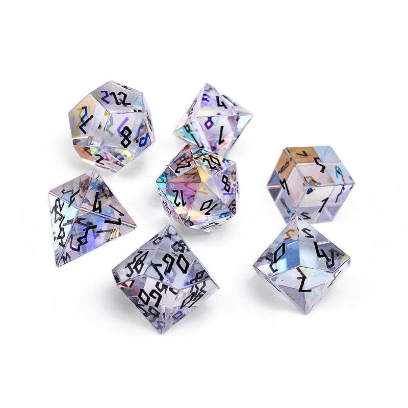 Norse Foundry 7 Die Glass RPG Dice Set: Rainbow K9 Glass