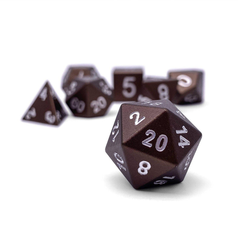 Norse Foundry 7 Die Aluminum Dice Set: Leather Brown
