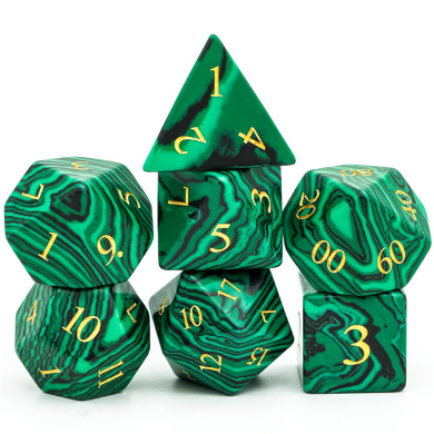 Malachite - Gemstone Engraved with Gold