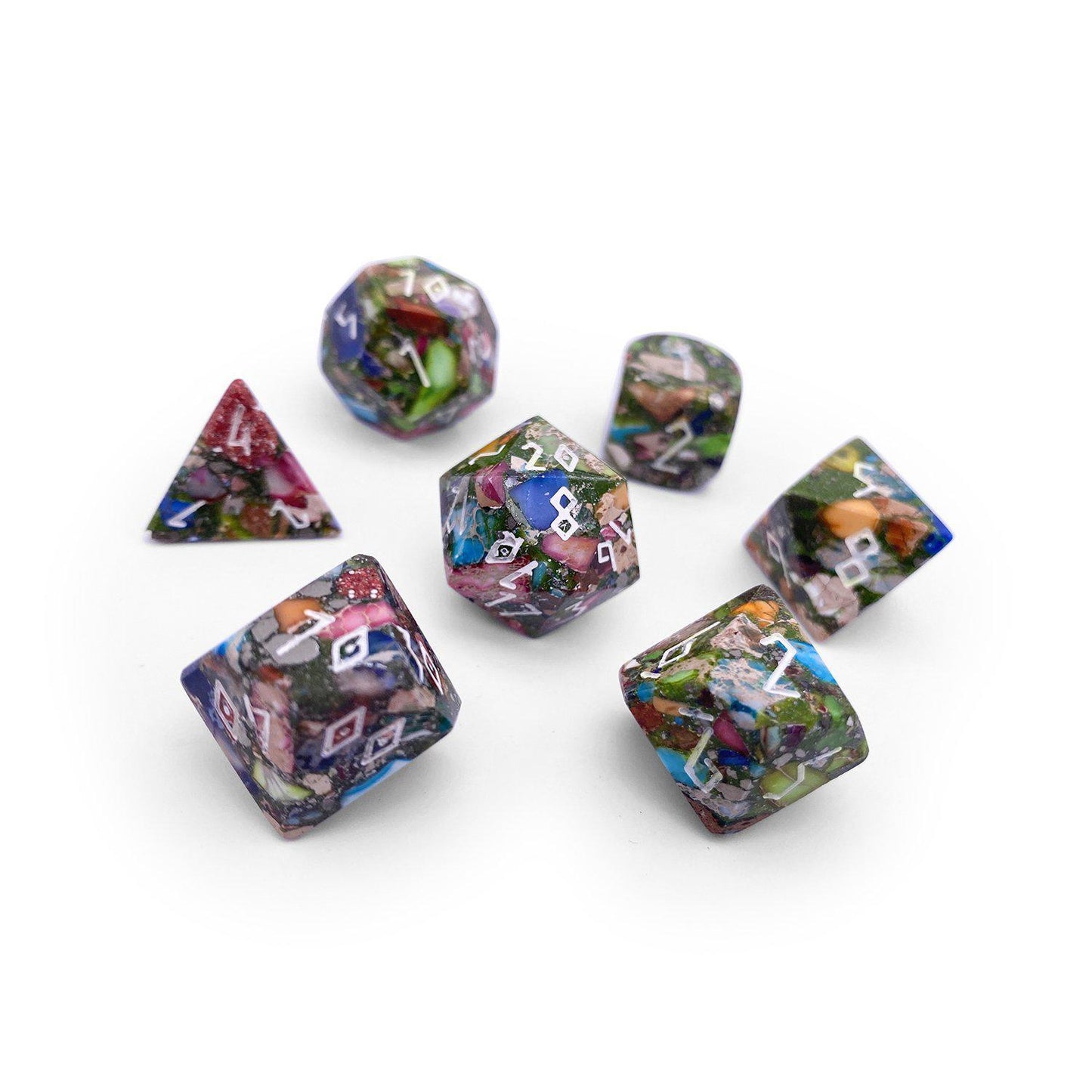 Norse Foundry 7 Die Gemstone RPG Dice Set: Mardi Gras