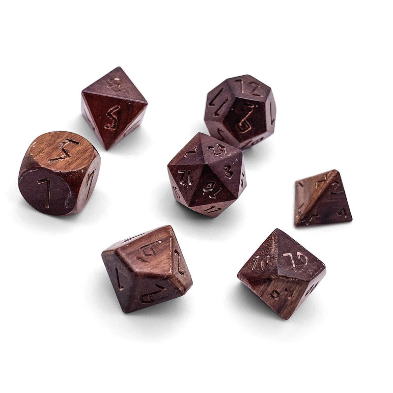 Norse Foundry 7 Die Wooden RPG Dice Set: Bubinga