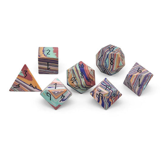 Norse Foundry 7 Die Gemstone RPG Dice Set: Banded Rainbow Turquoise