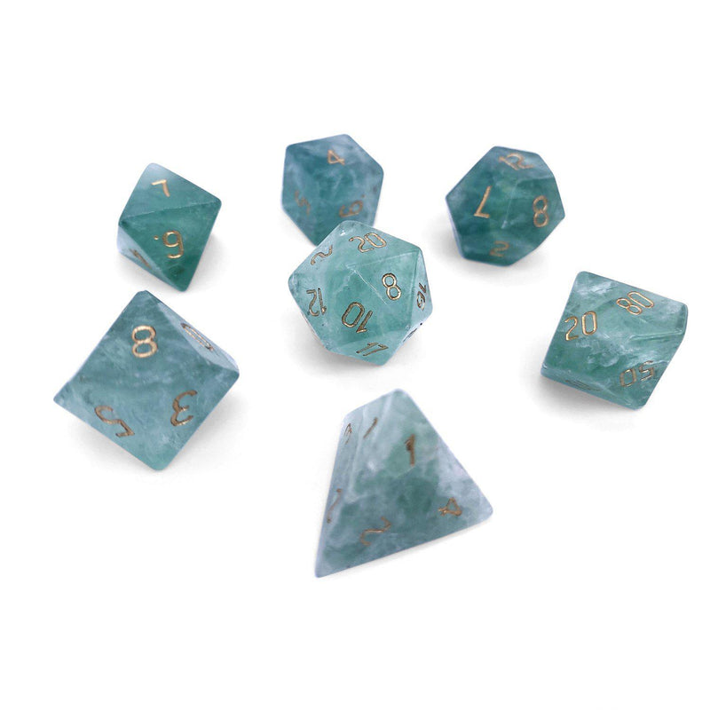 Norse Foundry 7 Die Gemstone RPG Dice Set: Green Fluorite