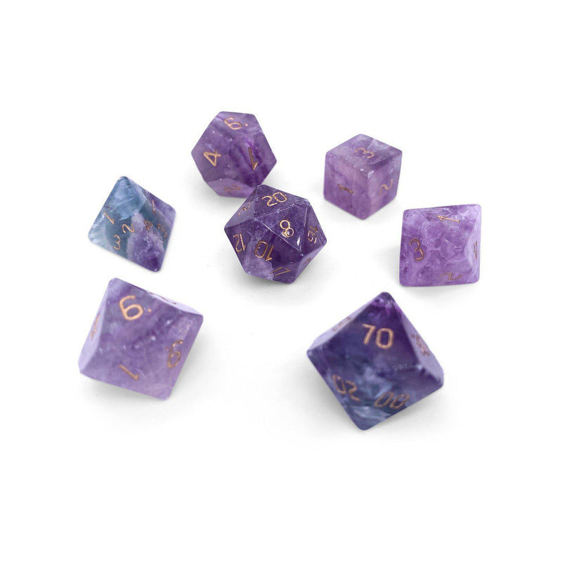 Norse Foundry 7 Die Gemstone RPG Dice Set: Purple Fluorite