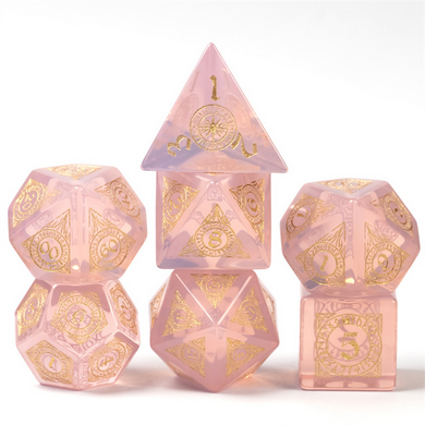 Pink Opalite with Runes - Engraved with Gold