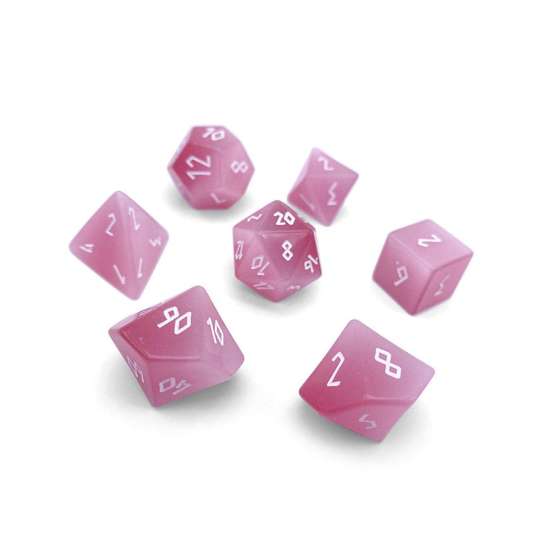 Norse Foundry 7 Die Gemstone RPG Dice Set: Pink Cats Eye