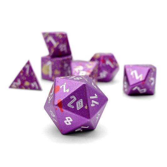 Norse Foundry 7 Die Aluminum Wonderous Dice Set: Purple Wyrm