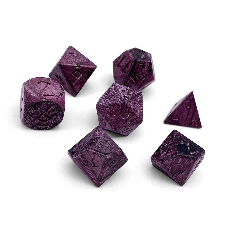 Norse Foundry 7 Die Wooden RPG Dice Set: Purple Heart