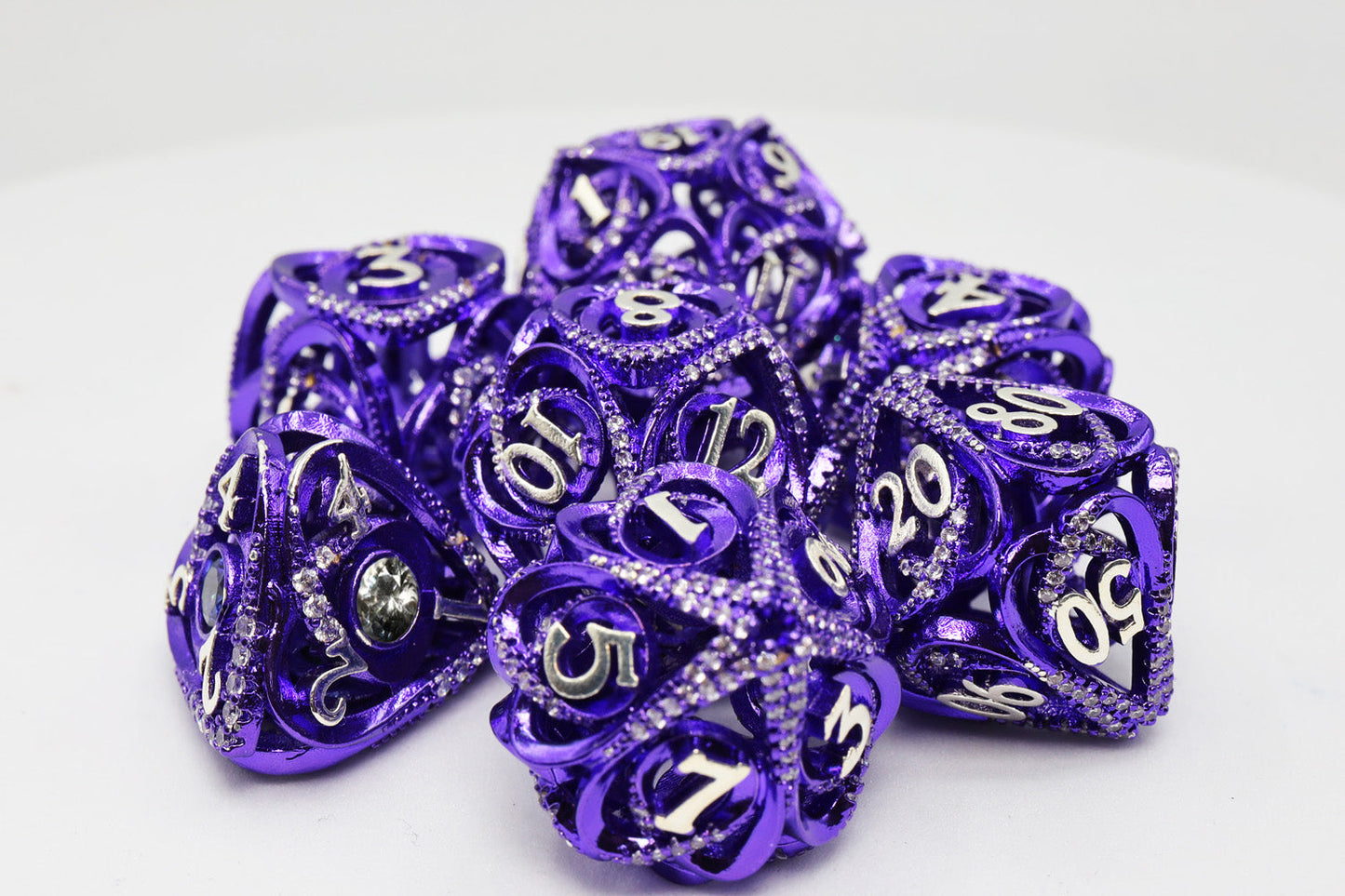 Hollow Hearts: Jeweled Purple - Metal RPG Dice Set