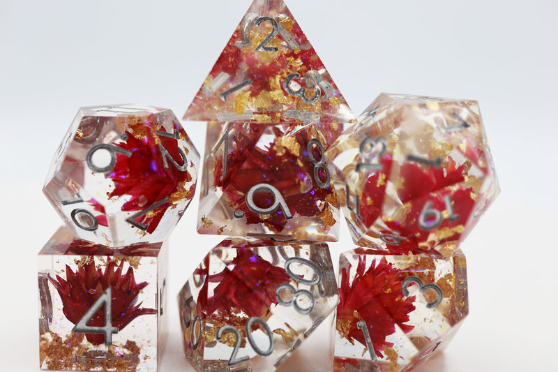 Sharp Edge Resin RPG Dice Set - Red Lotus