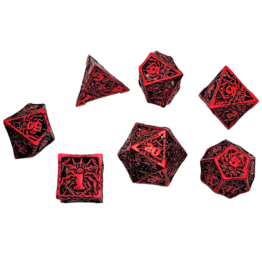 Forged Gaming Red Widow 7 Piece Hollow Metal Dice Set