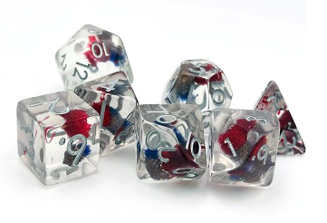 Red and Purple Flower RPG Dice Set