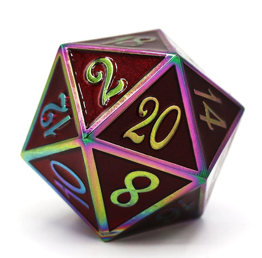 35mm Metal D20 - Burnt Opal with Ruby
