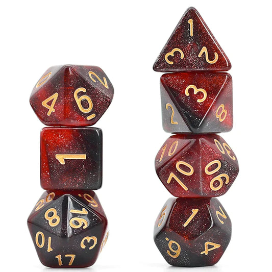 RPG Dice Set: Black and Red Galaxy