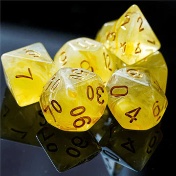 Foam Brain Games Yellow Silk Translucent Dice RPG Dice Set