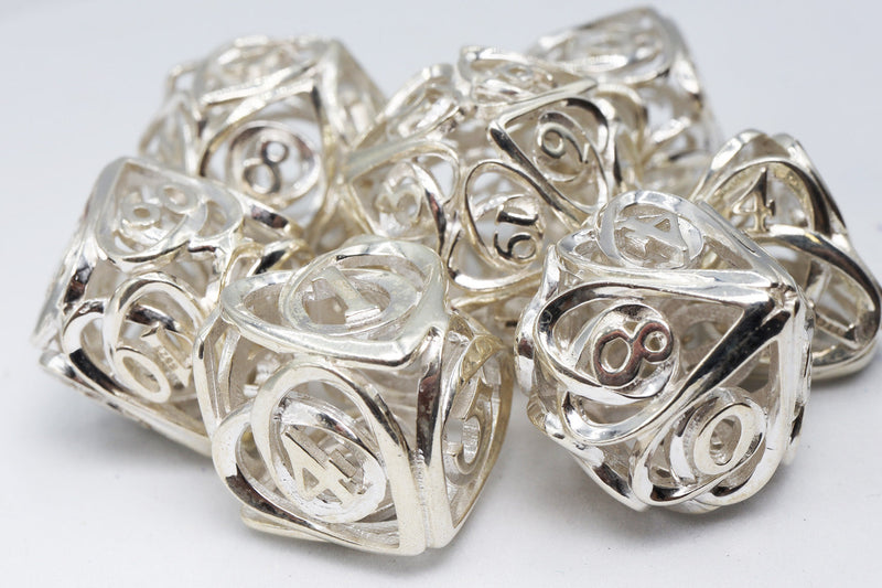 Hollow Hearts: Sterling Silver - Premium RPG Metal Dice Set