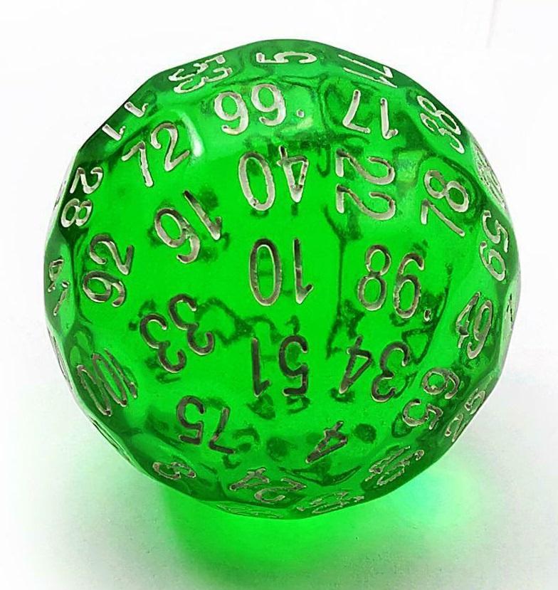 100 Sided Die - Translucent Green D100