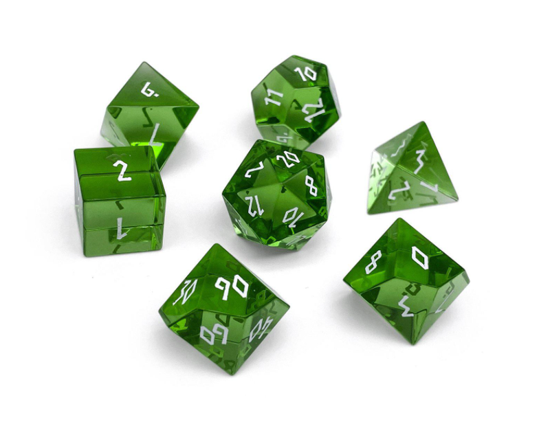 Norse Foundry 7 Die Glass RPG Dice Set: Emerald Zircon Glass
