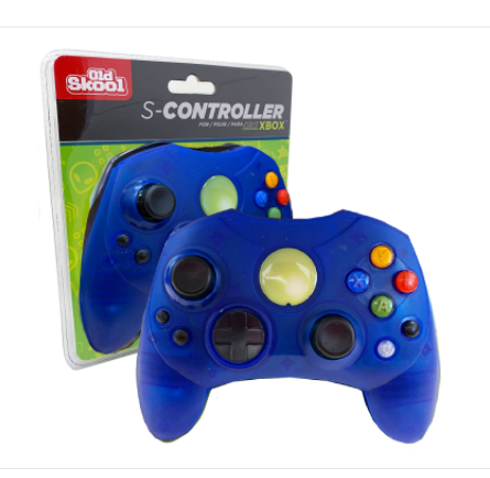 Old Skool Xbox Controller S-Type Wired Game Pad - Blue