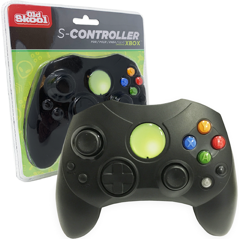 Old Skool Xbox Controller S-Type Wired Game Pad - Black