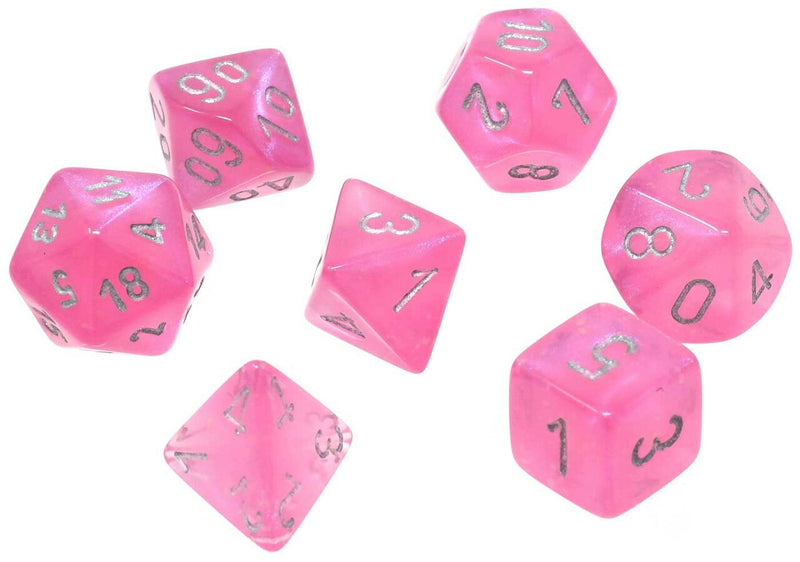 Chessex Borealis: Pink/Silver 7 Dice Set