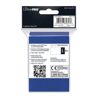 Ultra PRO: Standard 50ct Sleeves - PRO-Matte (Blue)