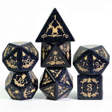 Embellished Blue Sandstone - Gemstone Engraved with Gold