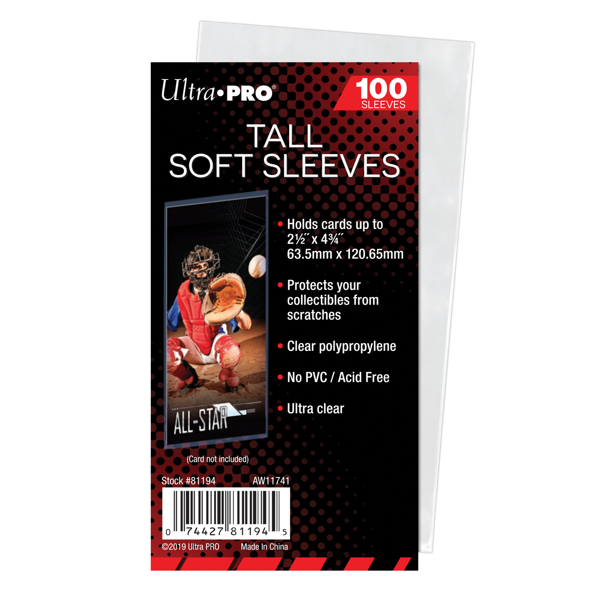 Ultra PRO: 100ct Soft Sleeves - Tall (2 1/2" x 4-3/4")