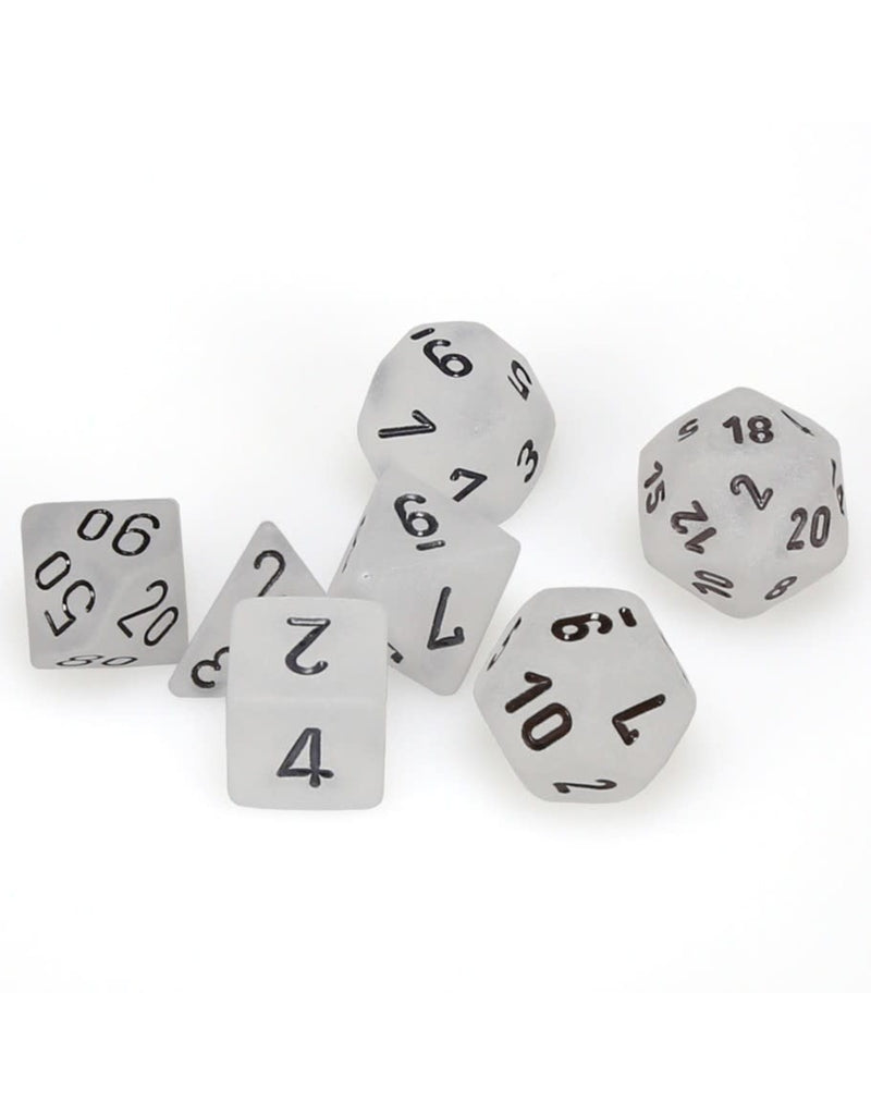 Chessex Frosted: Clear/Black 7 Dice Set