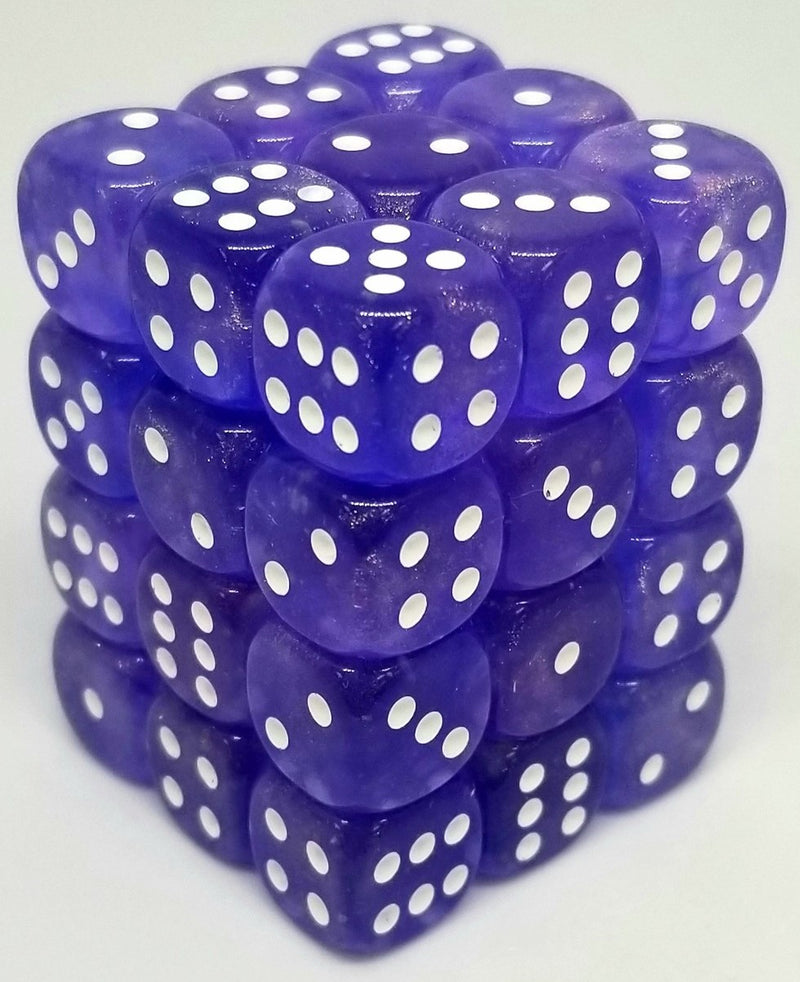 Chessex Borealis: 12MM D6 Purple/White (36)