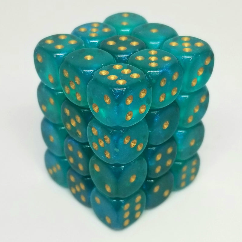Chessex Borealis: 12MM D6 Teal/Gold (36)