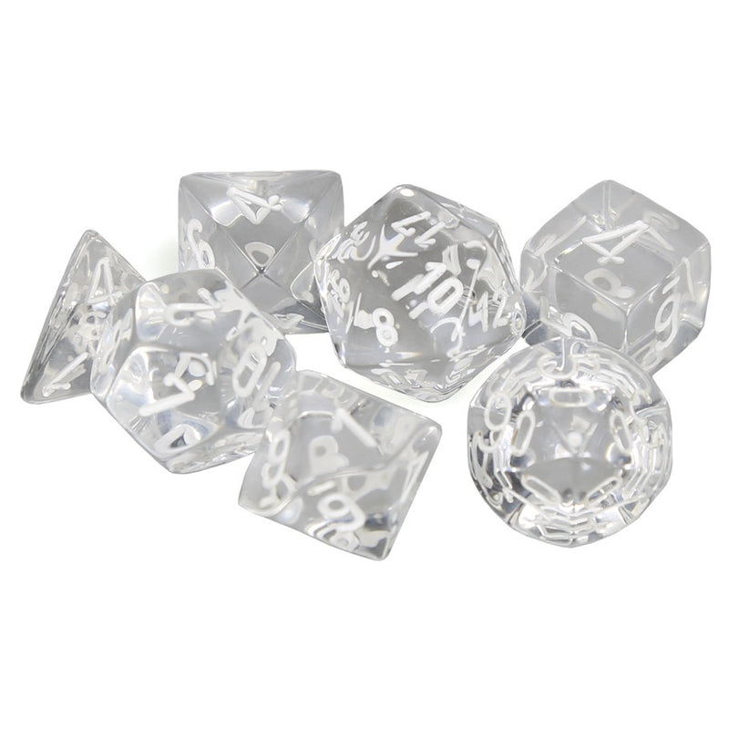 Chessex Translucent: Clear/White 7 Dice Set