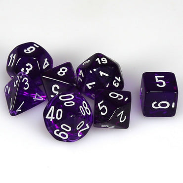 Chessex Translucent: Purple/White 7 Dice Set