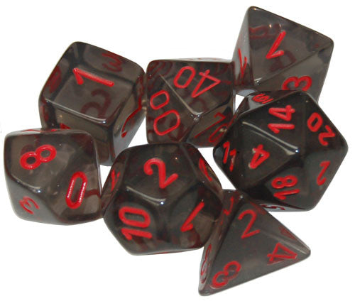 Chessex Translucent: Smoke/Red 7 Dice Set