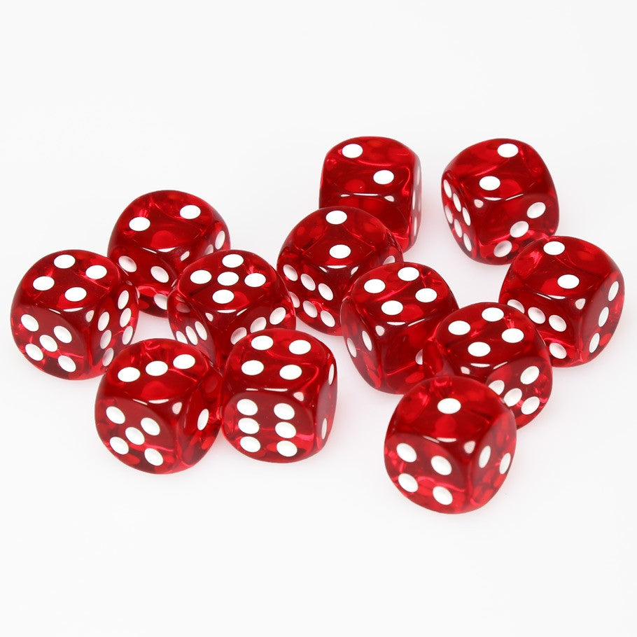 Chessex Translucent: 16MM D6 Red/White (12)