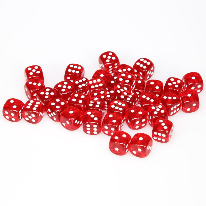 Chessex Translucent: 12MM D6 Red/White (36)