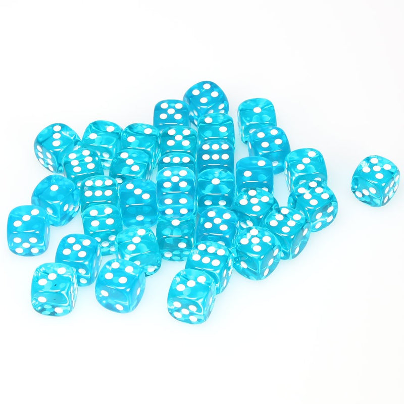 Chessex Translucent: 12MM D6 Teal/White (36)
