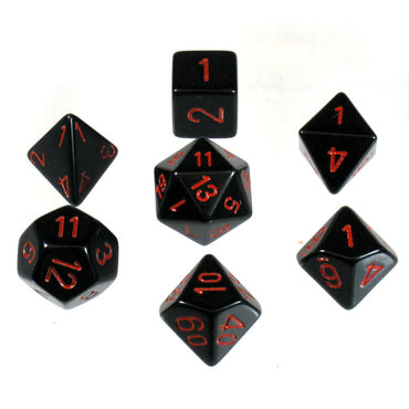 Chessex Opaque: Black/Red 7 Dice Set